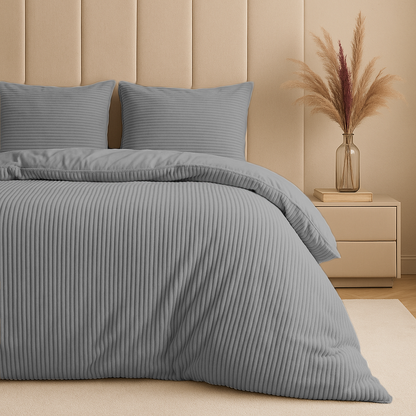 Housse de couette Teddy Rib Gris