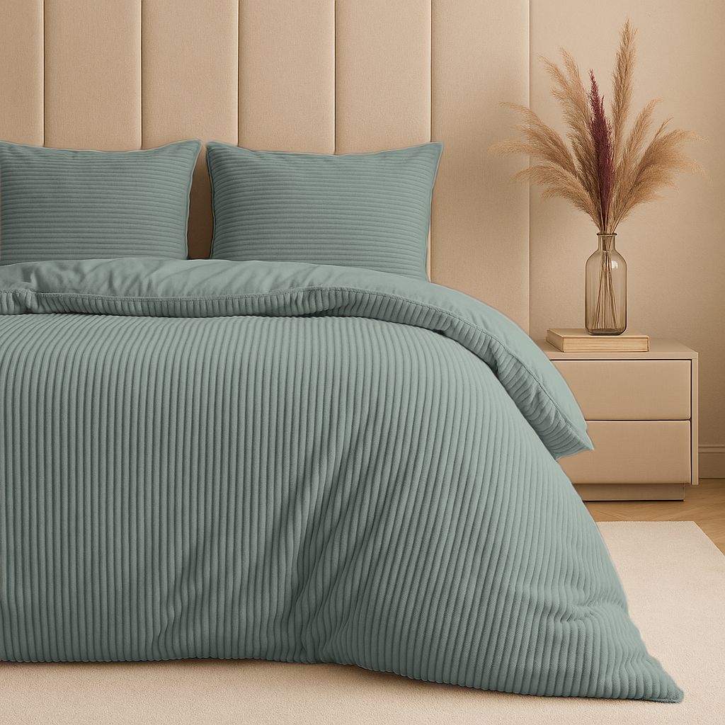 Housse de couette Teddy Rib Vert Jade