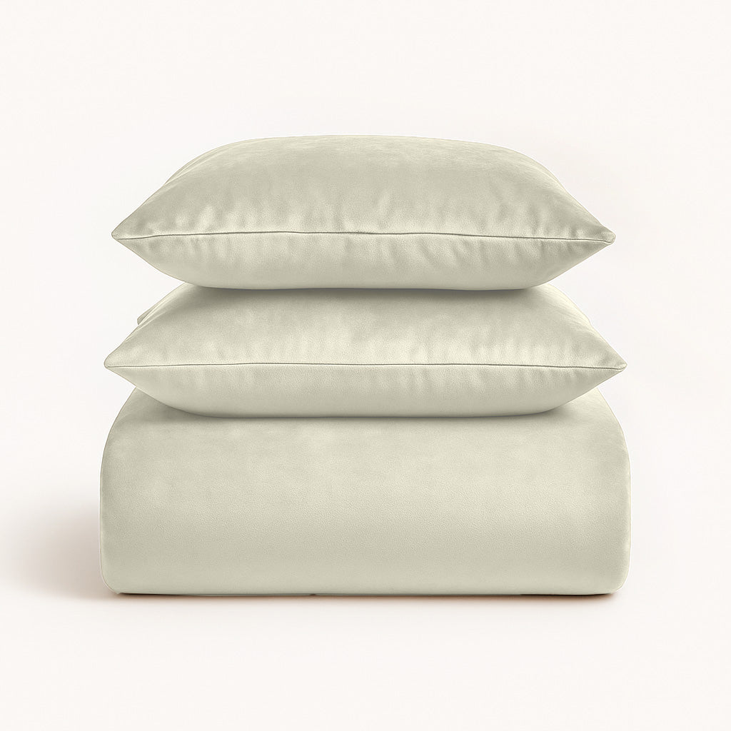 Parure housse de couette - Velours/Velours Ivoire Crème