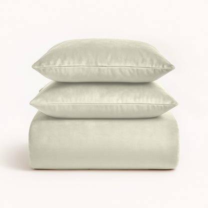 Parure housse de couette - Velours/Velours Ivoire Crème