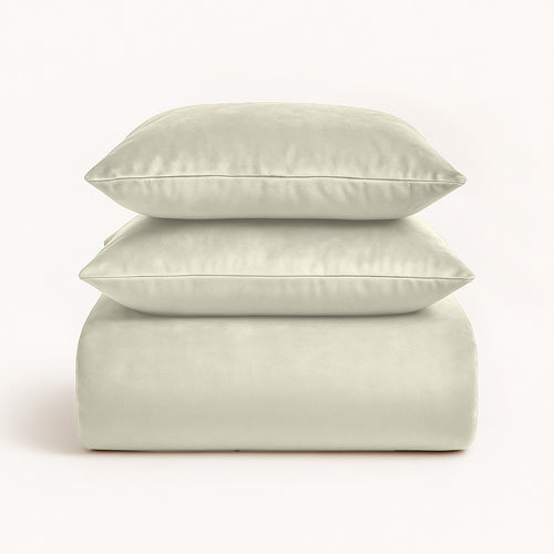 Parure housse de couette - Velours/Velours Ivoire Crème
