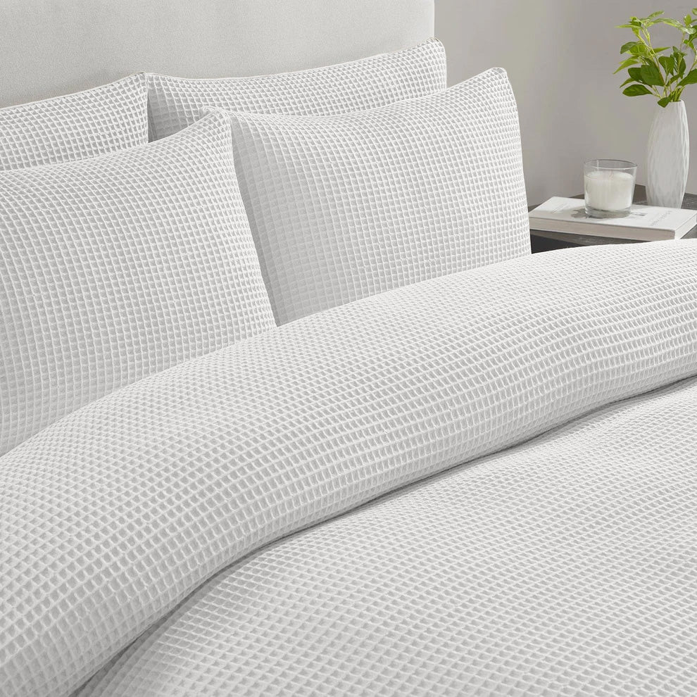 Housse de couette Waffle™ Porcelaine Blanc 