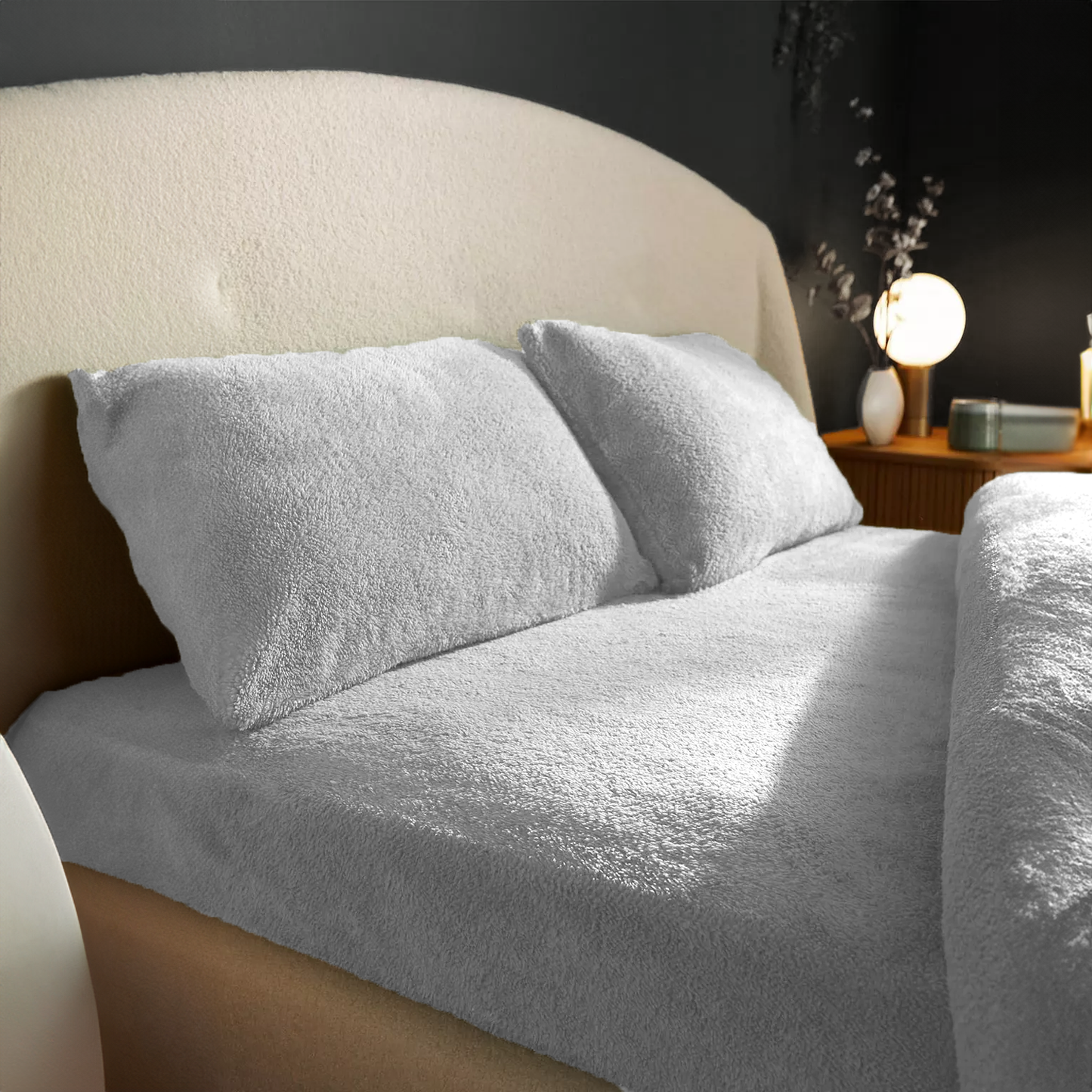 Lot de 2 draps-housses pour matelas Teddy Keep Dreaming Stone Grey