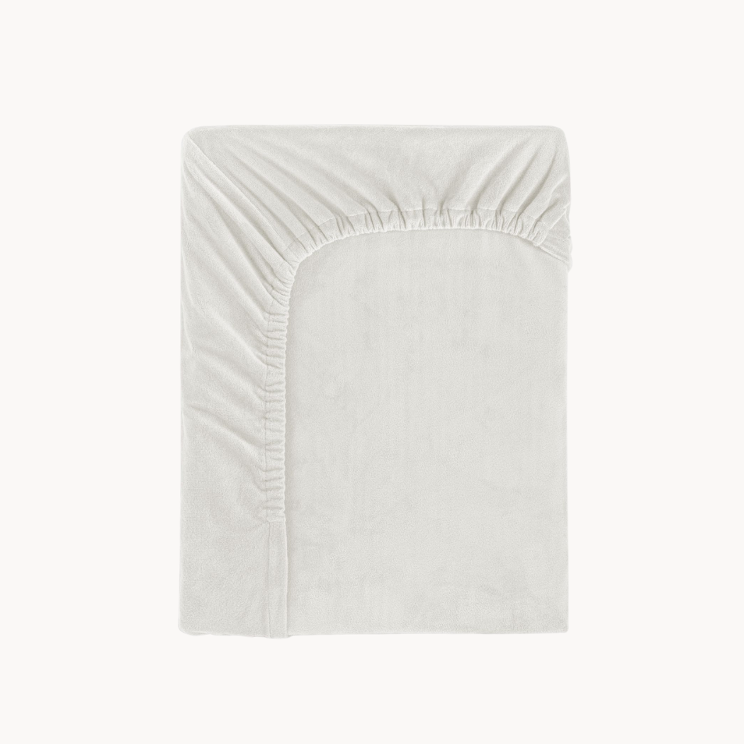 Drap-housse pour matelas velours blanc perle