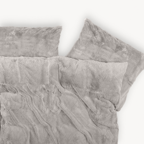Housse de couette Teddy Polaire Gris Cendré