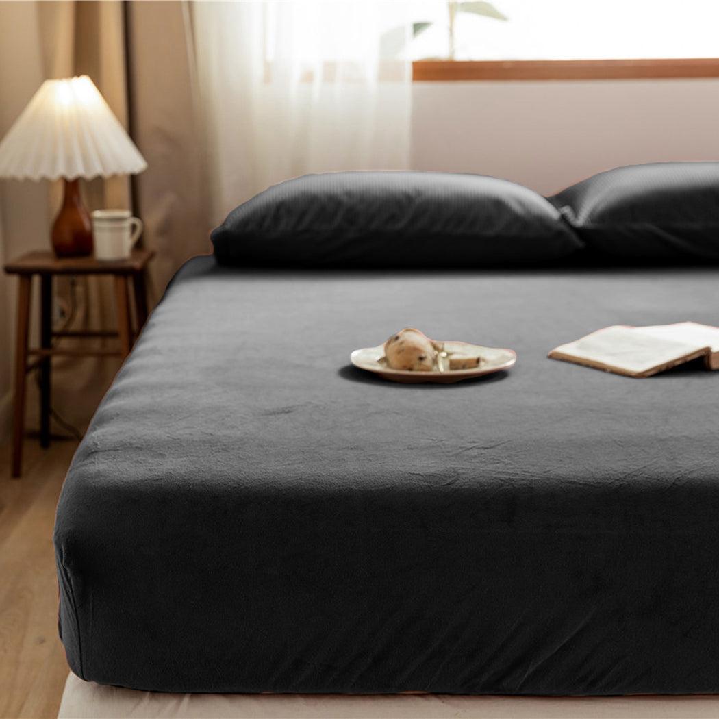 Drap-housse pour matelas velours noir obsidienne, lot de 2