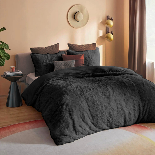 Housse de couette Teddy Polaire Panthère Noir