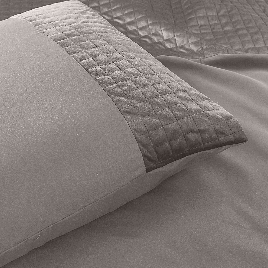 Parure housse de couette Velours/Bordure Velours Café Glacé Taupe