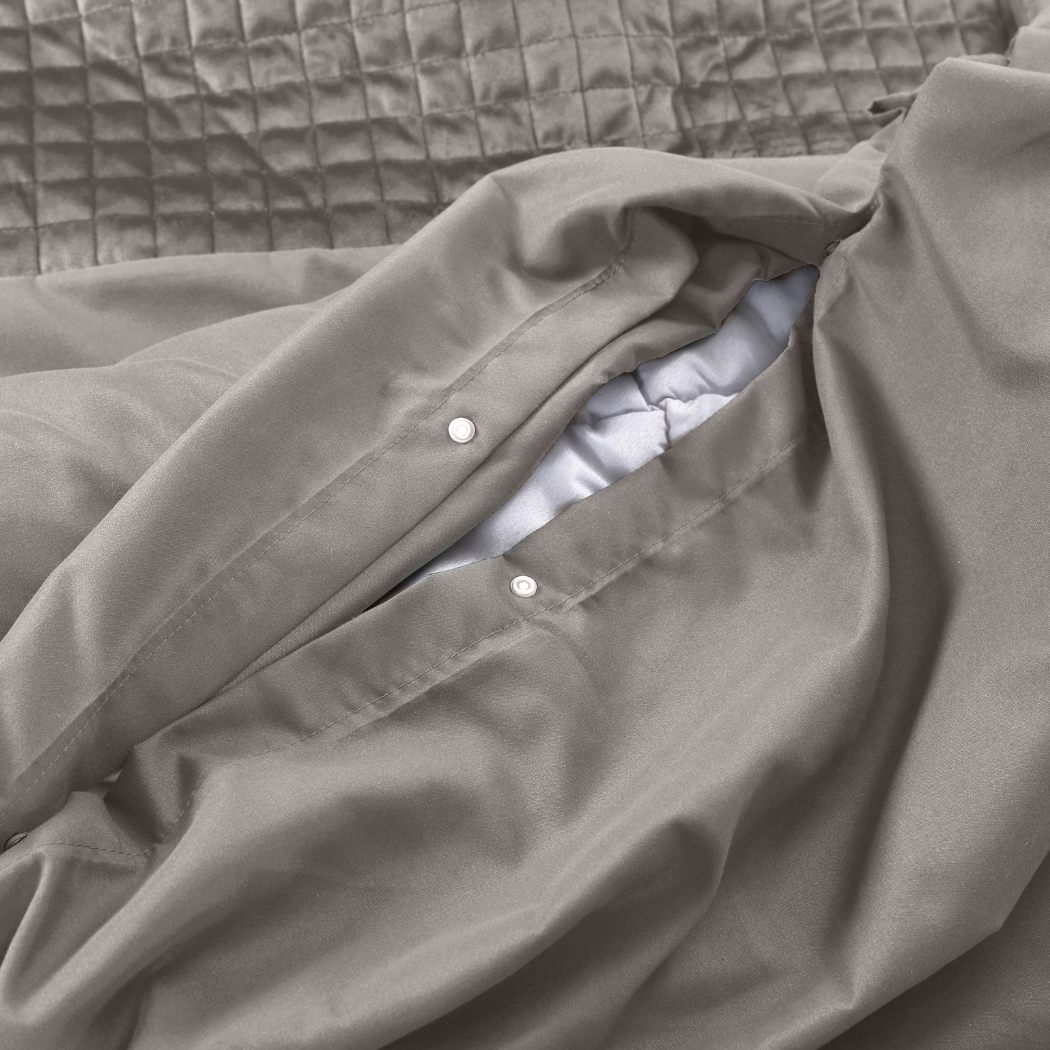 Parure housse de couette Velours/Bordure Velours Café Glacé Taupe