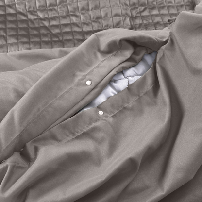 Parure housse de couette Velours/Bordure Velours Café Glacé Taupe